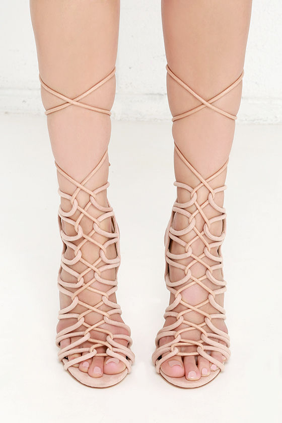 Sexy Nude Heels - Lace-Up Heels - Dress Sandals - $37.00 - Lulus