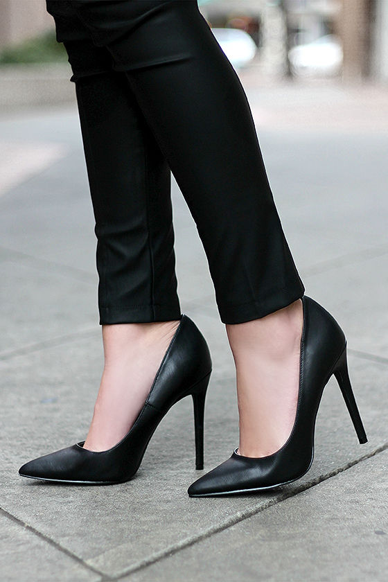 black pointed toe high heels