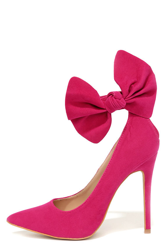 Cute Fuchsia Heels - Bow Heels - Bow Pumps - Heels - $39.00 - Lulus