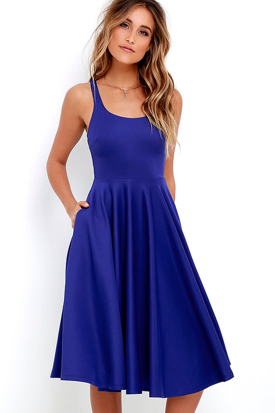 Lovely Royal Blue Dress - Midi Dress - Fit-and-Flare Dress - $55.00 - Lulus
