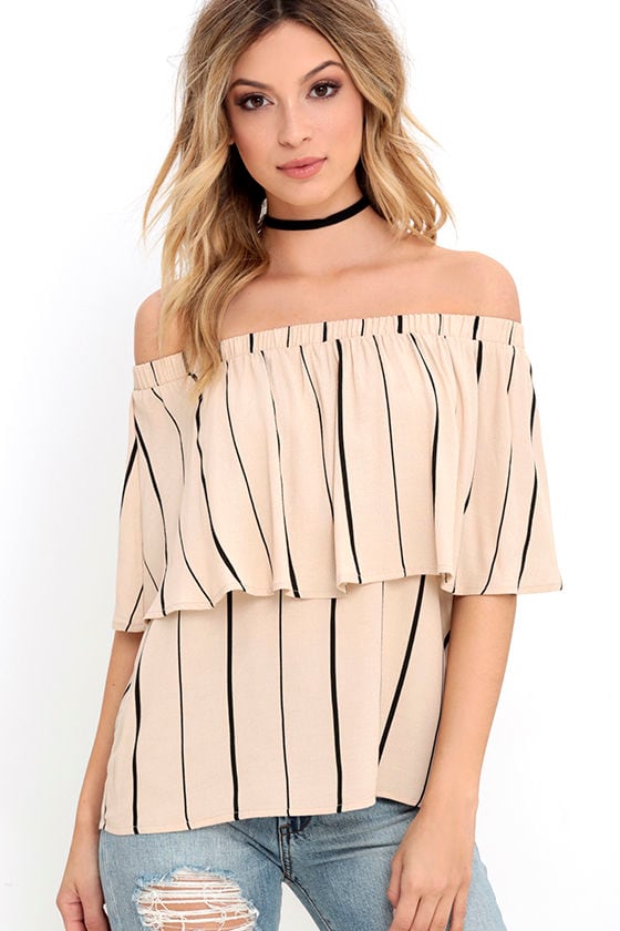 Cute Striped Top - Off-the-Shoulder Top - $32.00 - Lulus