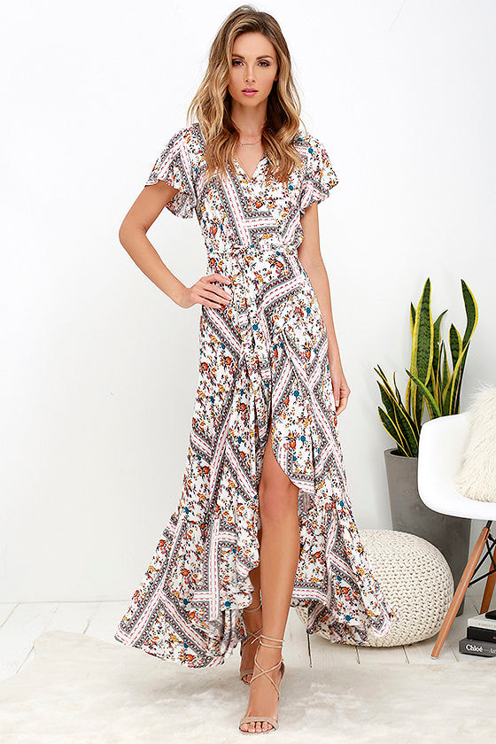 Boho Ivory Dress - Maxi Dress - Floral Print Dress - $68.00 - Lulus
