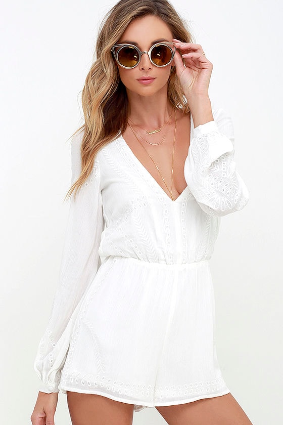 Boho Romper - Ivory Romper - Embroidered Romper - $59.00 - Lulus