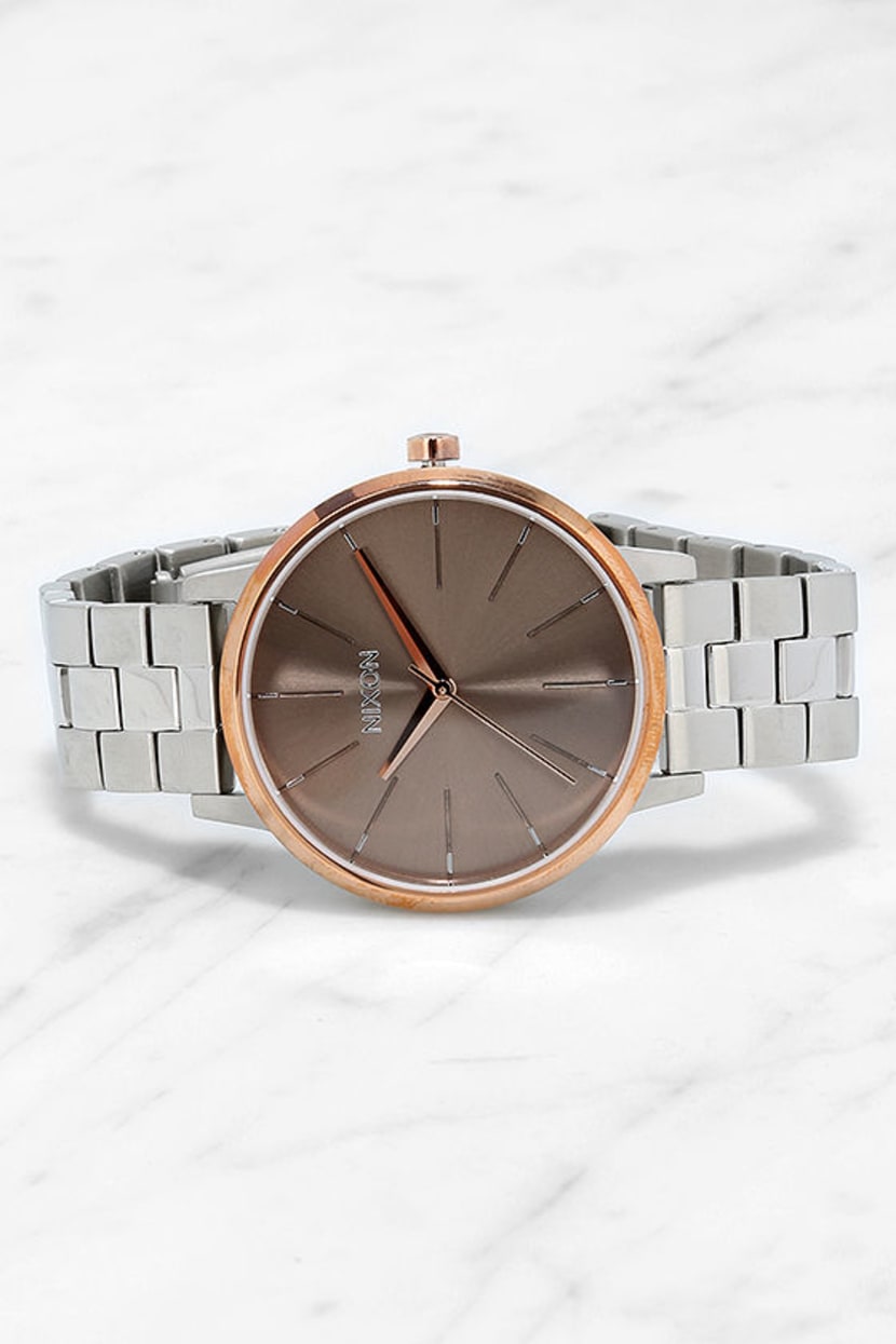 Nixon Kensington Watch - Silver and Rose Gold Watch - Taupe Watch - $125.00  - Lulus