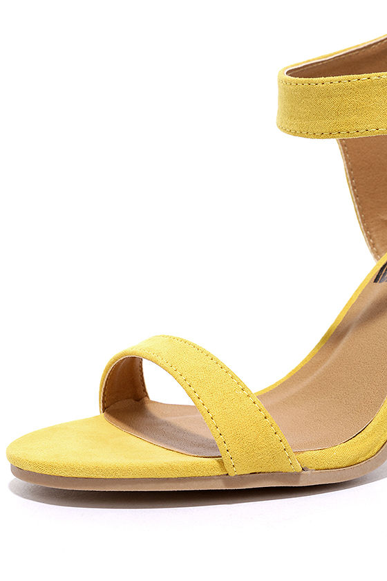 Sleek Yellow Heels - High Heel Sandals - Suede Heels - $29.00
