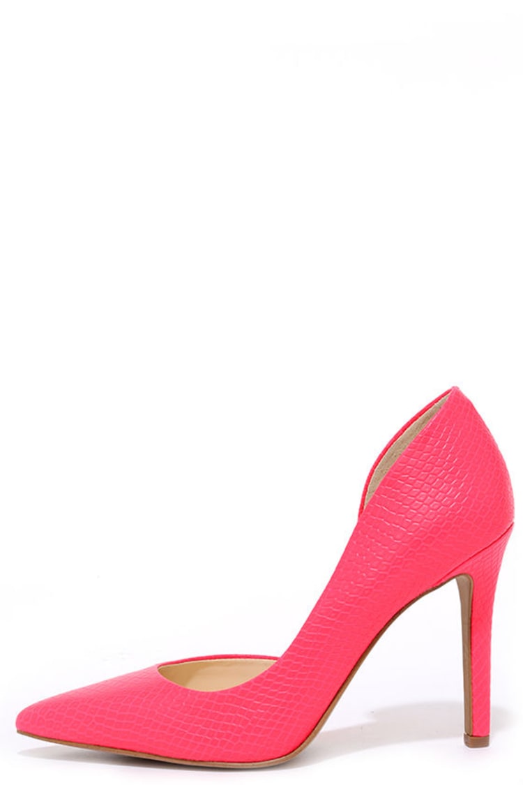 Sexy Hot Pink Heels - Snakeskin Heels - D'Orsay Pumps - $79.00 - Lulus