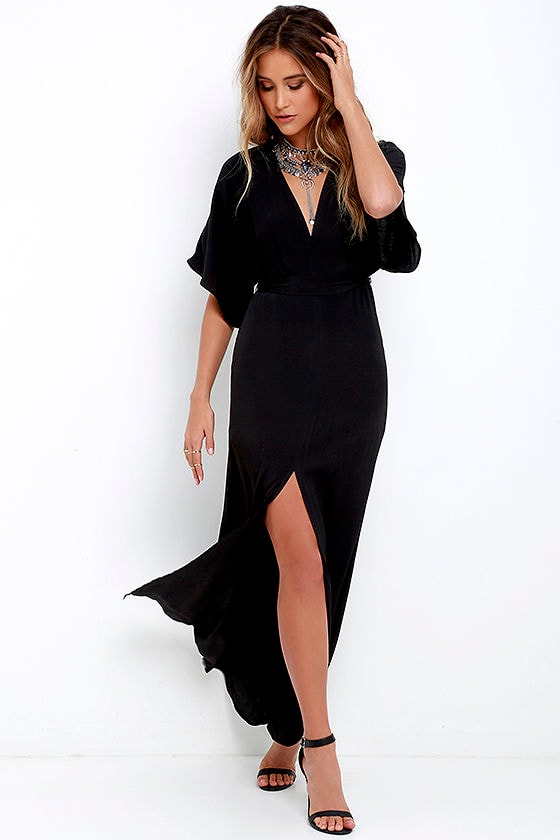 womens black maxi dress casual