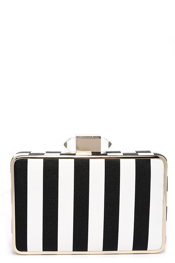 Striped Up Black and White Striped Clutch