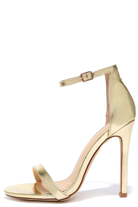 Sexy Gold Heels - High Heel Sandals - Metallic Single Sole Heels - $28. ...