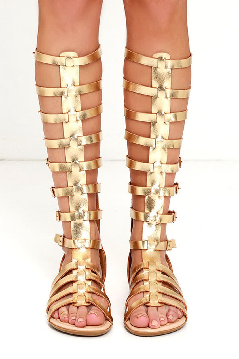 Cute Gold Sandals - Flat Sandals - Gladiator Sandals - $32.00 - Lulus