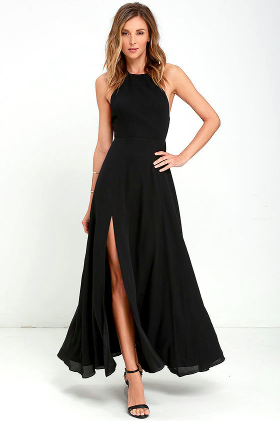 X Naven Twins High Times Dress - Black Maxi Dress - Halter Dress - $215 ...
