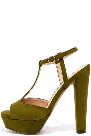 Cute Olive Heels - T-Strap Heels - Platform Sandals - $37.00 - Lulus