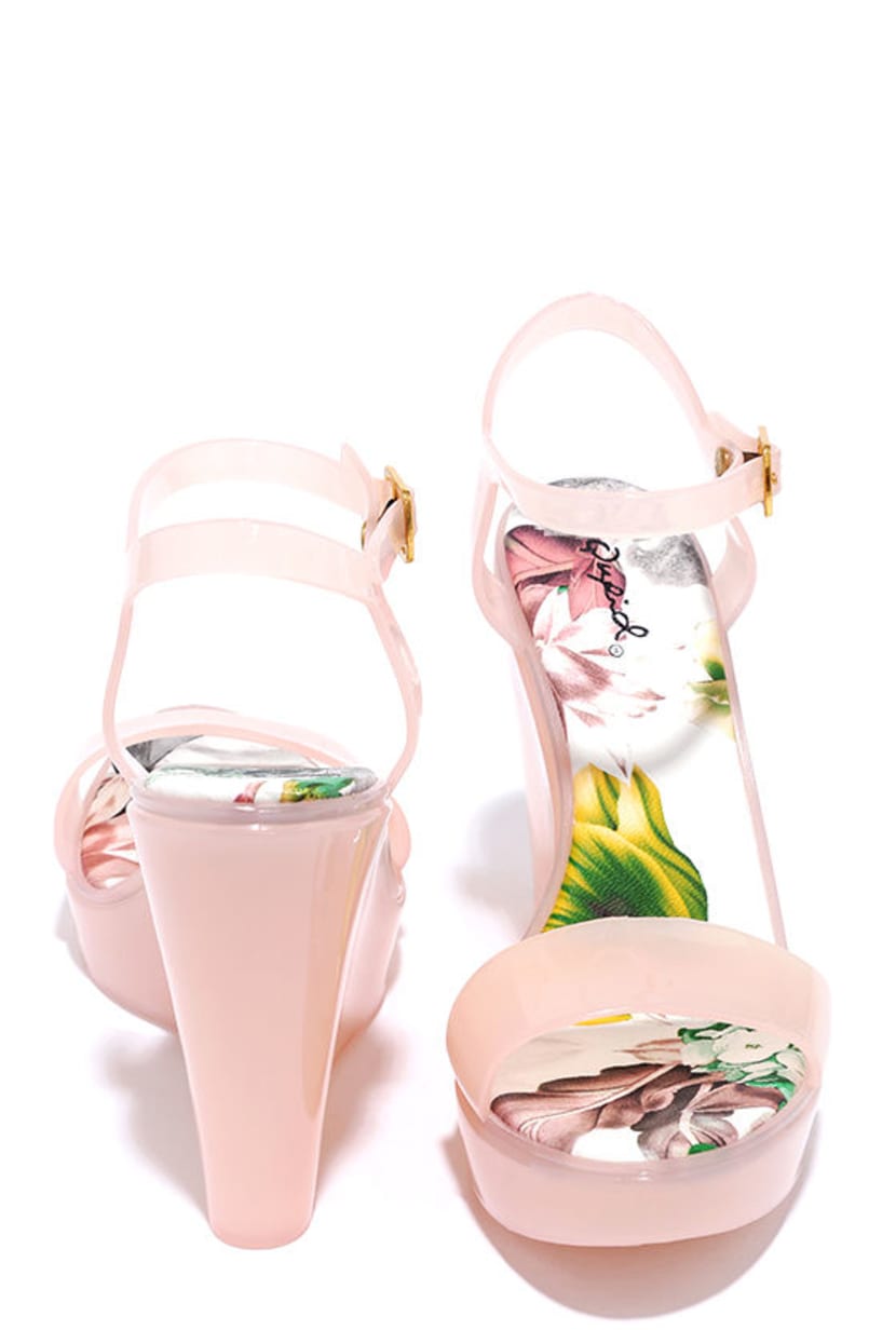 Sweet Caroline Nude Jelly Wedge Sandals