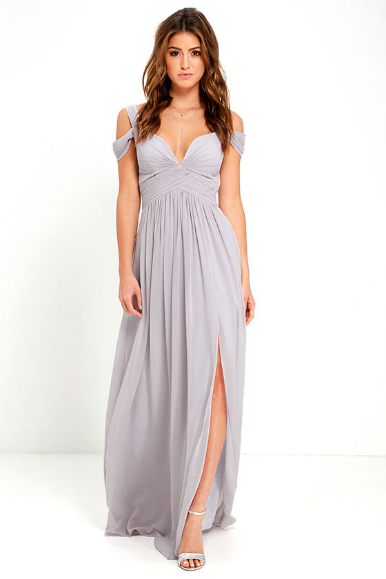 grey maxi prom dress