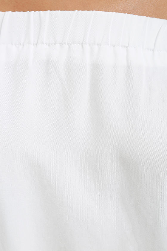 Breezy Ivory Dress - Off-the-Shoulder Dress - Tie Sleeve Dress - $44.00