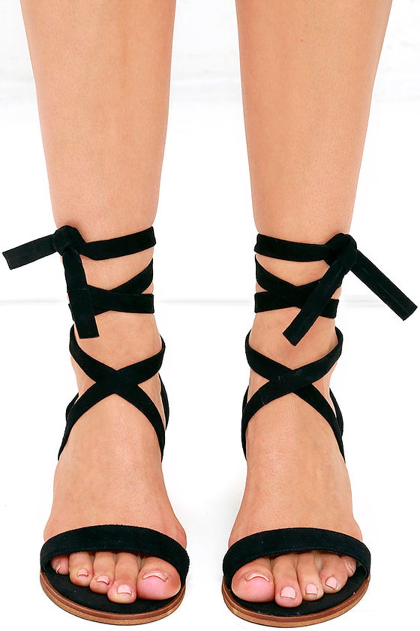 Cute Suede Heels - Heeled Sandals - Black Heels - $79.00 - Lulus