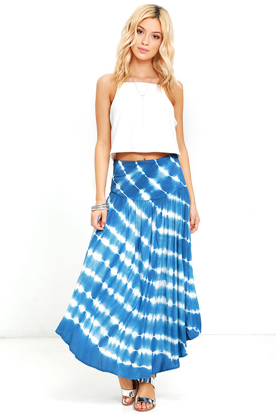Cute Tie-Dye Skirt - Midi Skirt - Blue Skirt - $48.00 - Lulus