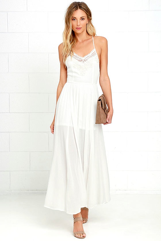Lovely White Dress - Lace Dress - Maxi Dress - $115.00 - Lulus