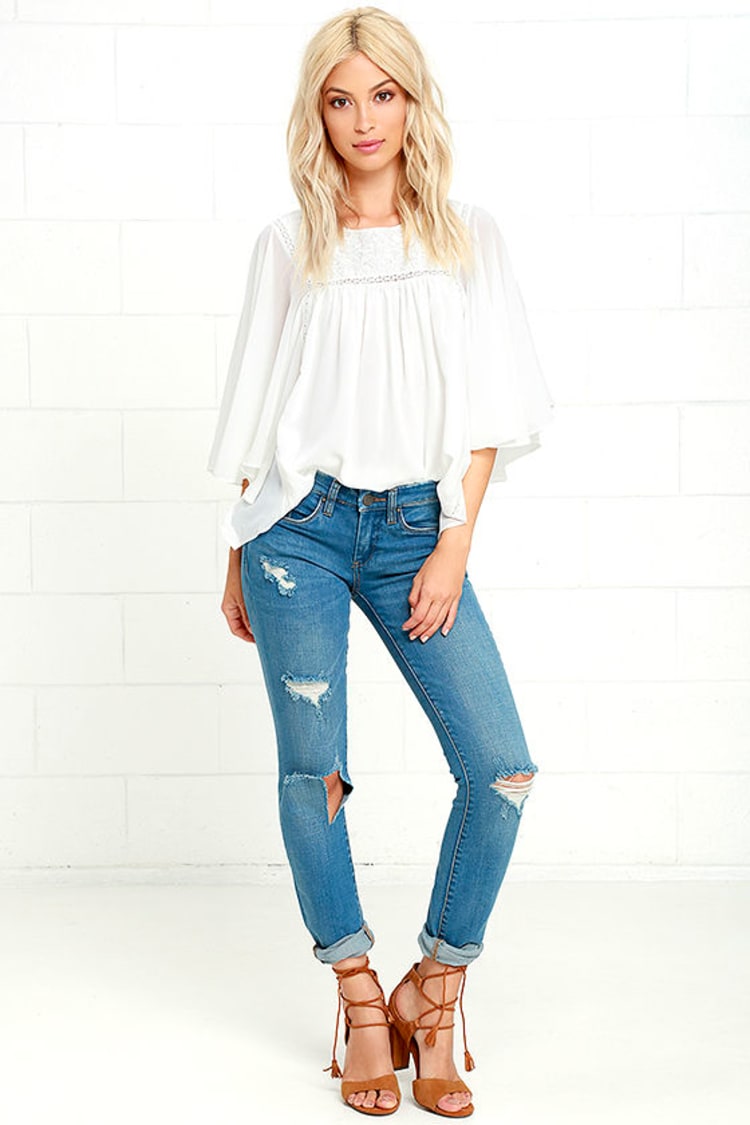 Blank NYC Skinny Classique - Medium Wash Jeans - Distressed Jeans - $88.00  - Lulus