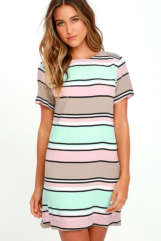 Lucy Love Palm Spring - Striped Dress - Mint Dress - Shift Dress - $71. ...