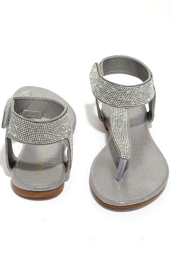 Silver Bedazzled Sandals Online Sale, UP TO 57% OFF