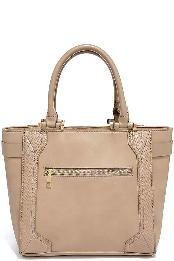 Chic Taupe Handbag - Structured Handbag - Vegan Leather Handbag - $49.00