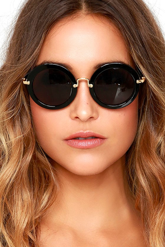 Cute Round Sunglasses Black Sunglasses 1600 Lulus 