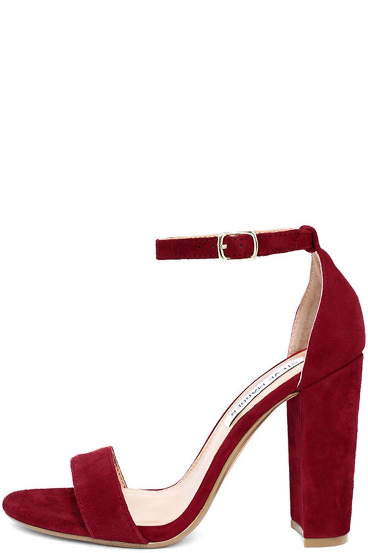 Cute Dark Red Heels - Suede Heels - Ankle Strap Heels - $89.00 - Lulus