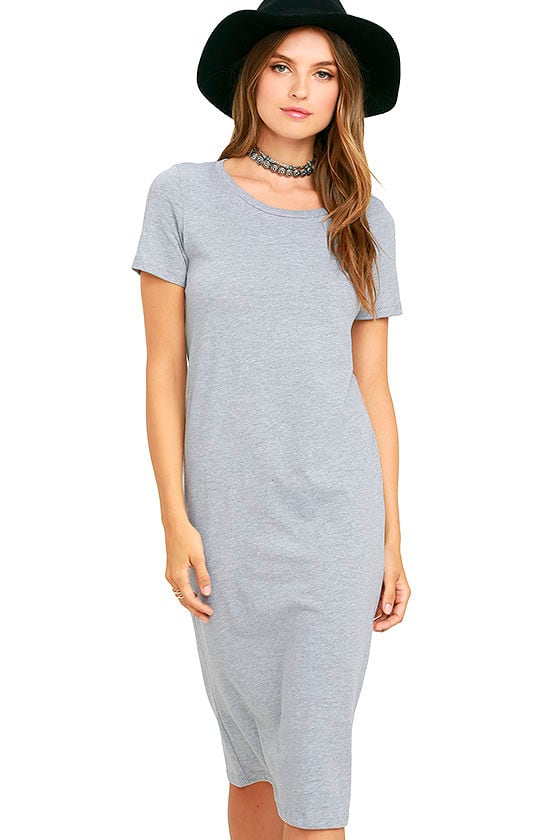 grey midi shirt dress