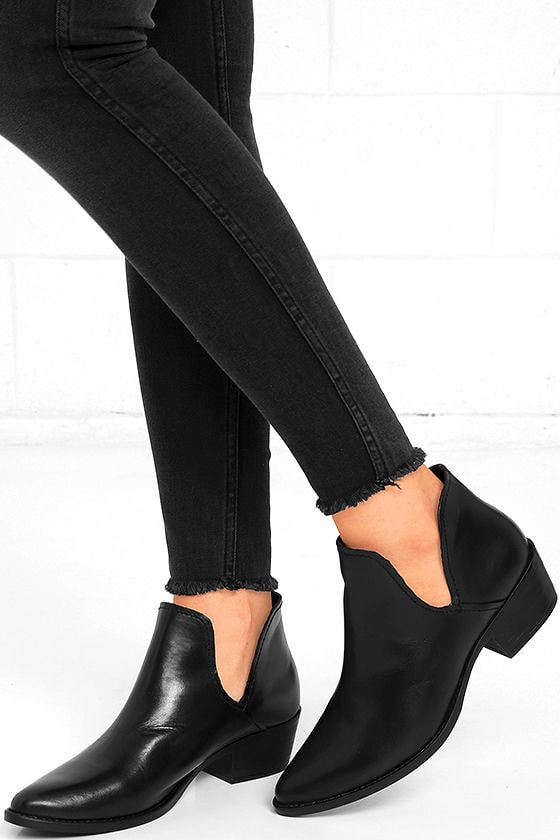 Steve Madden Austin Booties - Black Booties - Leather Ankle Booties ...