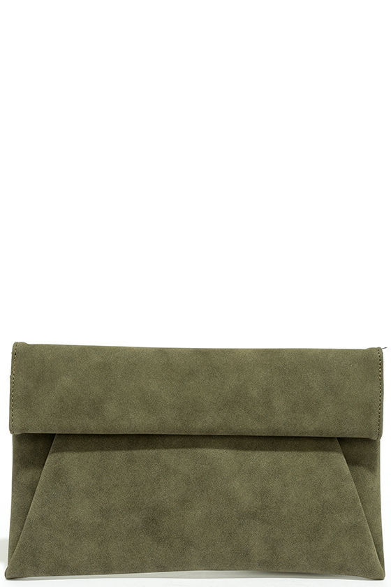 khaki green clutch bag