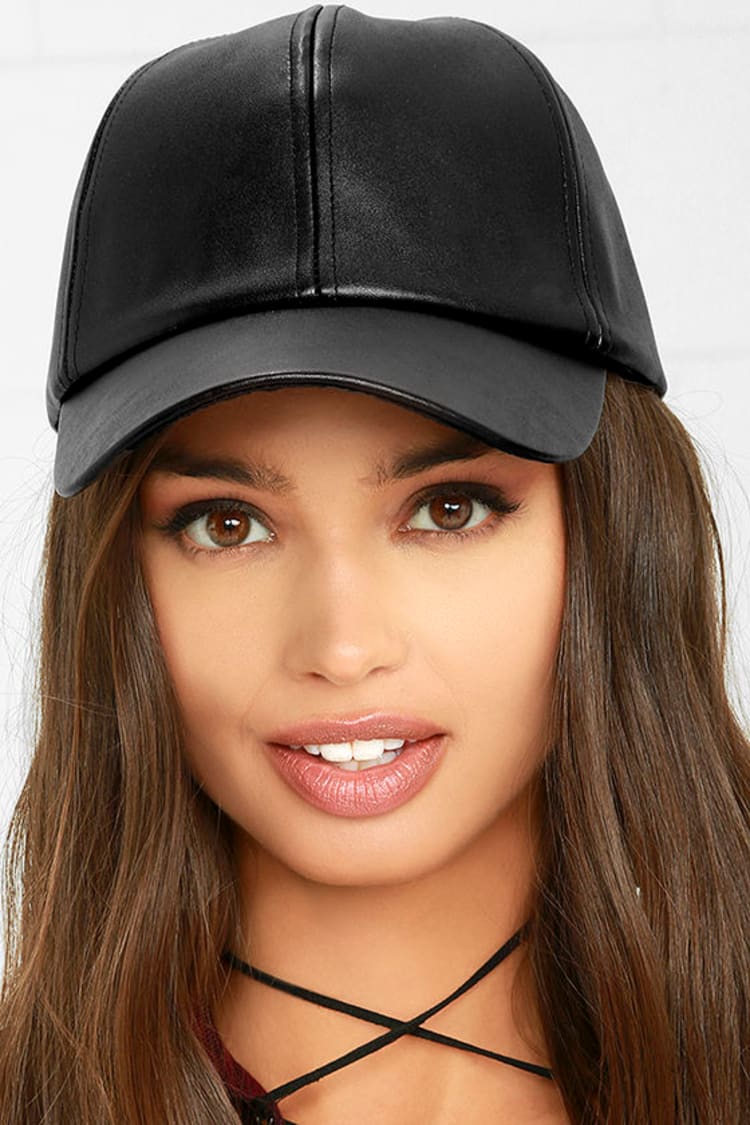 Chic Black Baseball Cap - Faux Leather Baseball Cap - Baseball Hat - $16.00  - Lulus