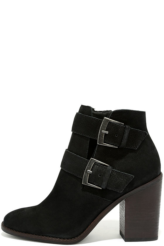 Steve Madden Trevur - Black Leather Booties - High Heel Booties - $139. ...