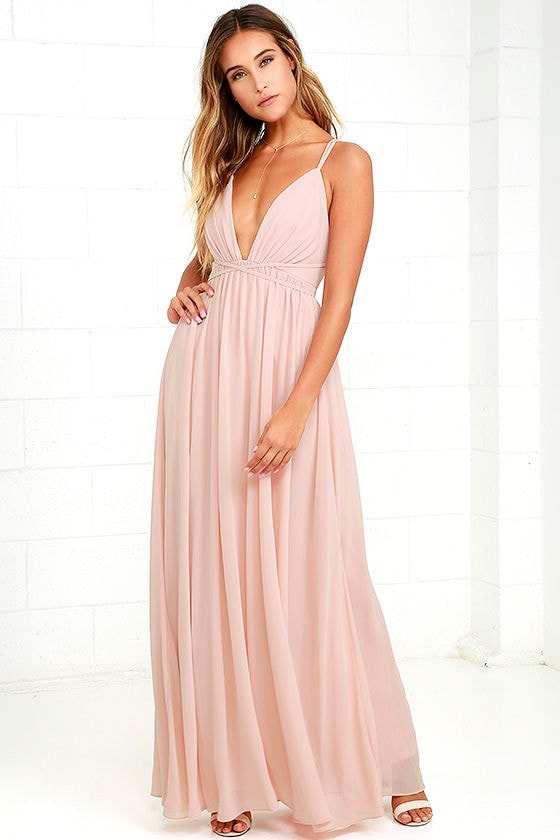 Blush Pink Dress - Maxi Dress - Blush Pink Gown - $86.00