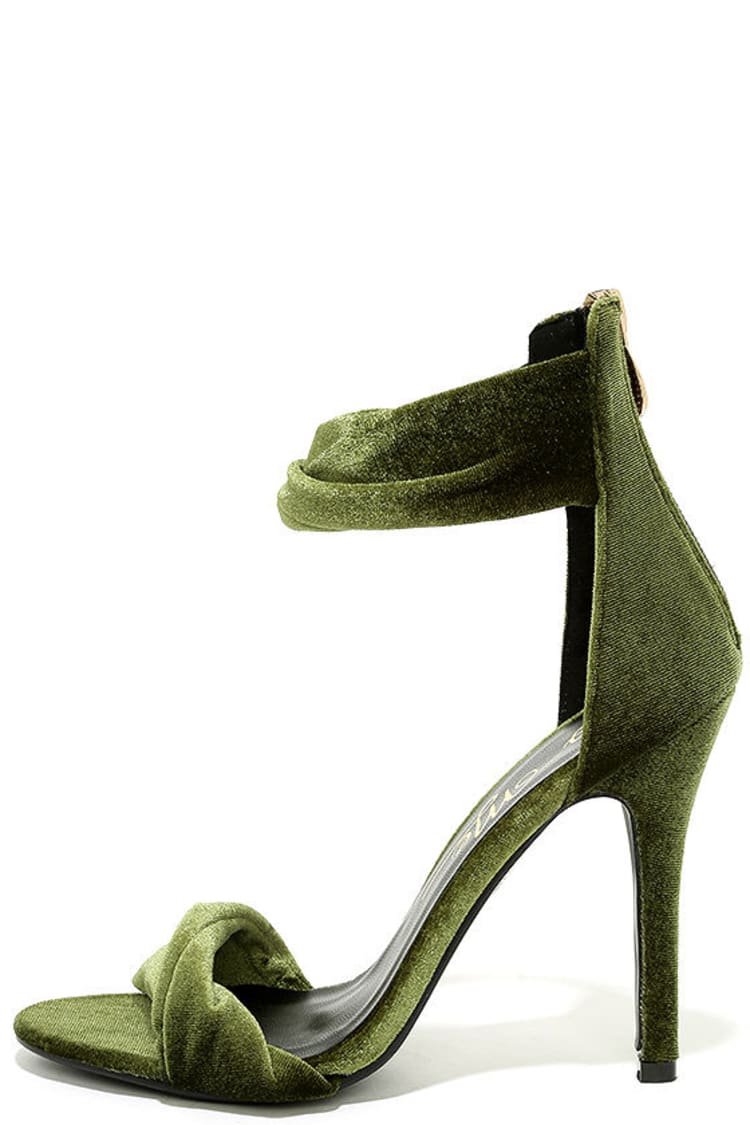 Chic Green Heels - Velvet Heels - Ankle Strap Heels - $38.00 - Lulus