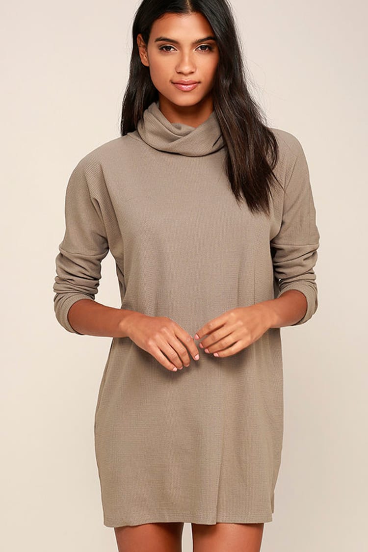 Easy Find Taupe Brown Waffle Knit Sweater