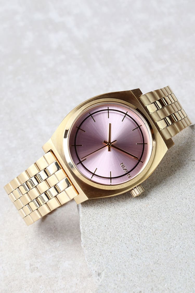 Nixon Time Teller Watch - Gold Watch - Pink Watch - $100.00 - Lulus