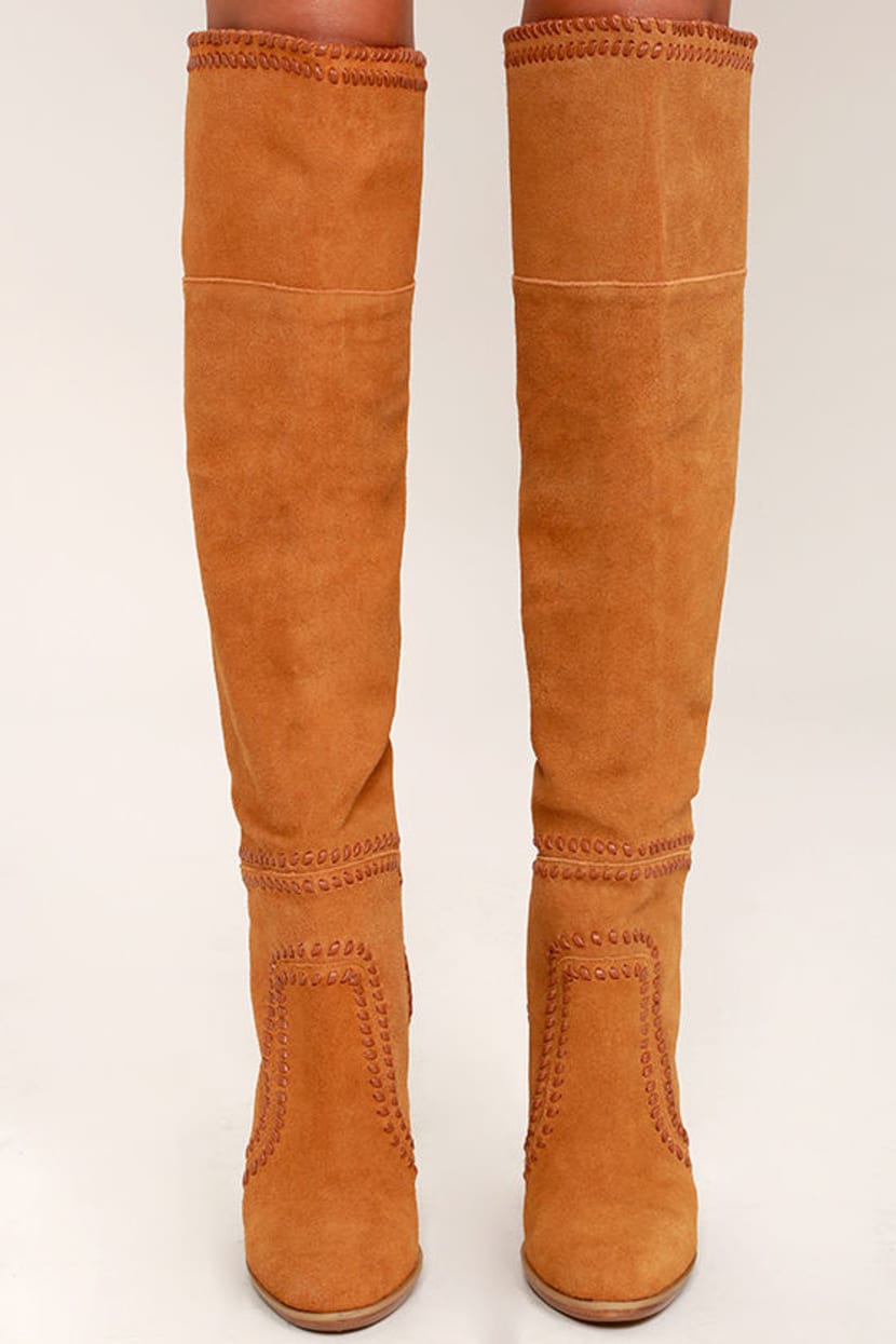 Report Liola Boots - Tan Suede Leather Boots - Over the Knee Boots - Lulus