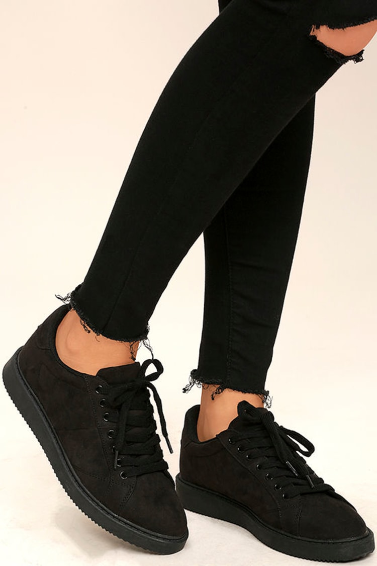 Cool Black Sneakers - Vegan Suede Sneakers - Skate Shoes - $36.00 - Lulus