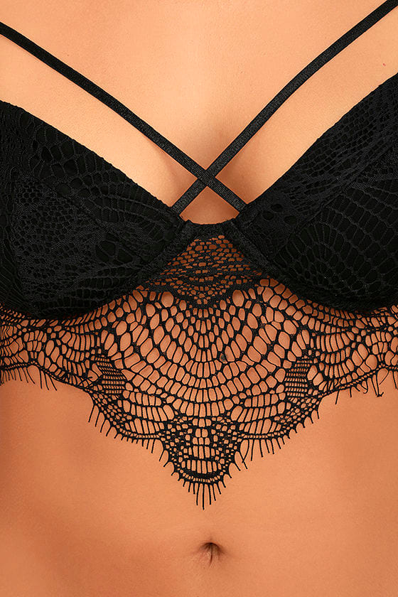 Sexy Black Bralette Lace Bralette Strappy Bralette 34 00