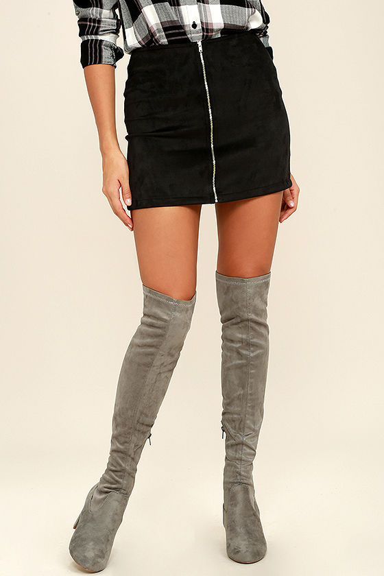 gray thigh boots