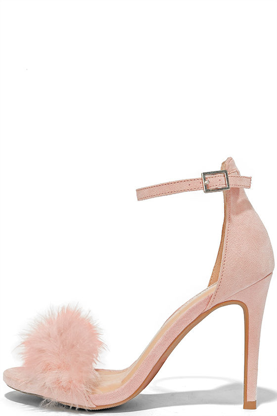 heels with feather strap