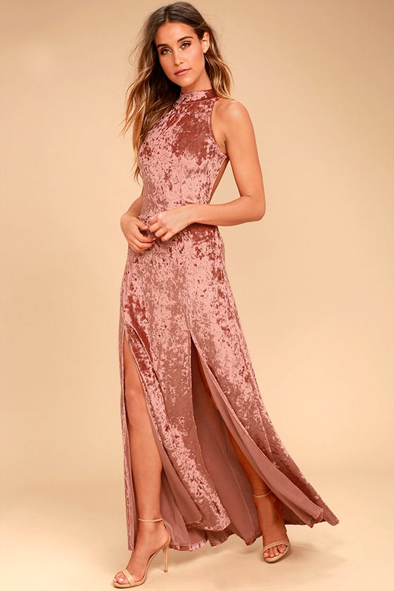 rose velvet dress