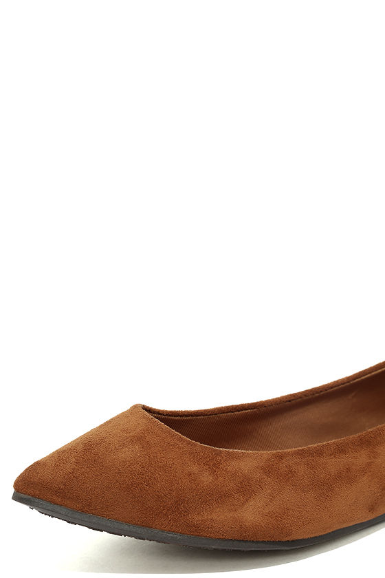 Chic Tan Flats - Pointed Flats - Vegan Suede Flats - $18.00