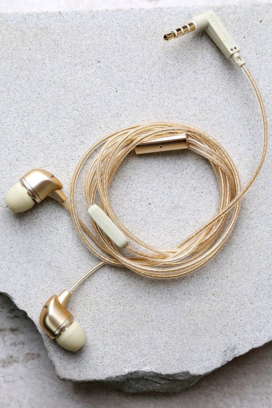 Happy Plugs In-Ear Headphones - Champagne Earbuds - Gold ...