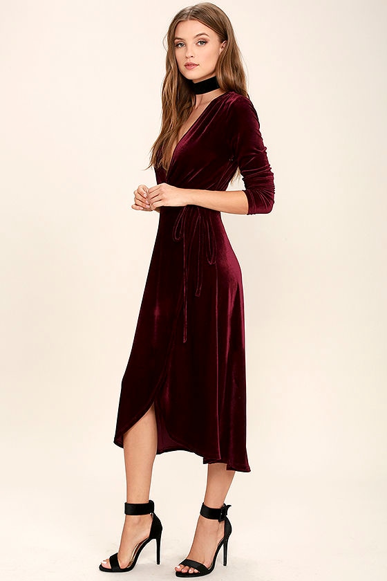 velvet wrap long dresses