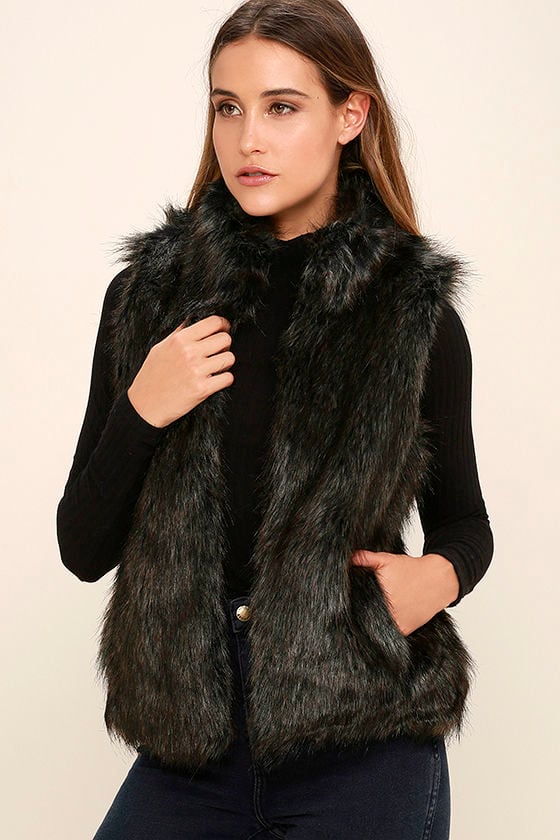 BB Dakota Colton - Black Vest - Faux Fur Vest - $99.00 - Lulus