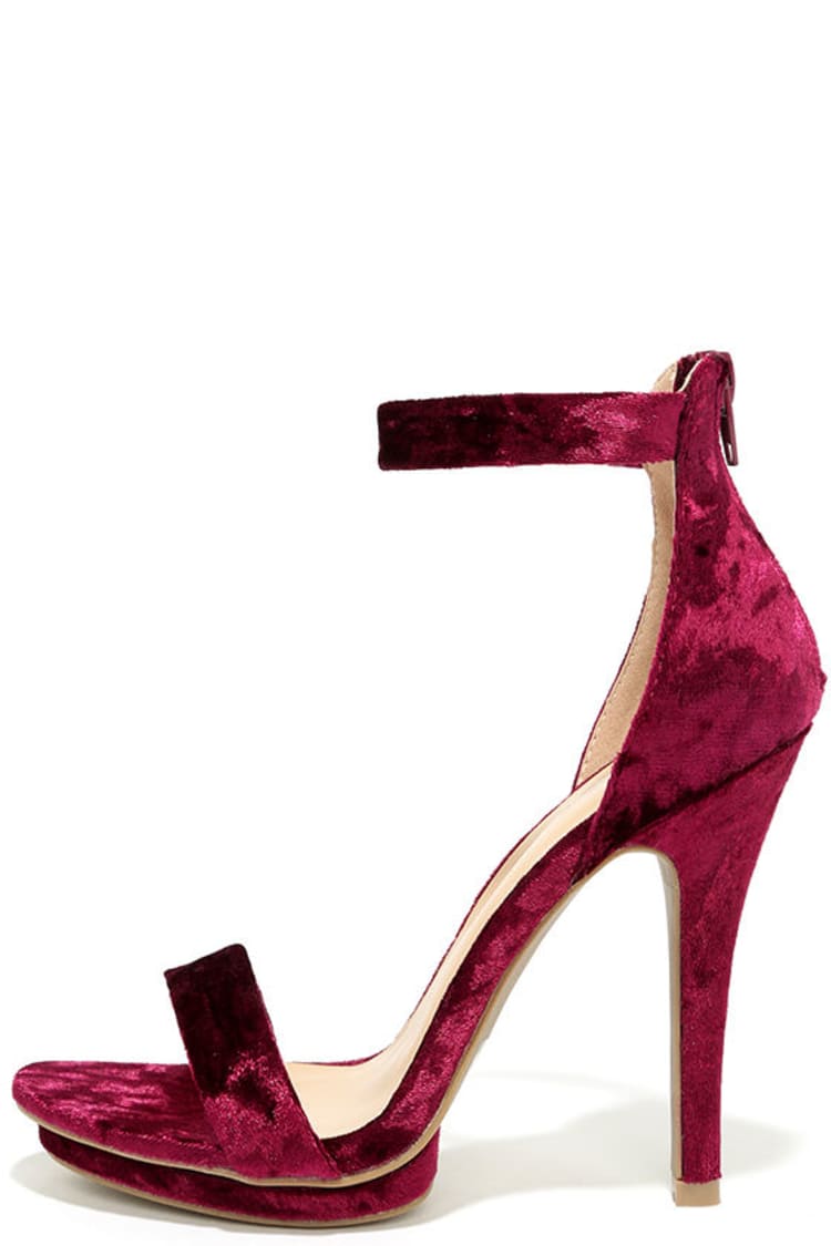 Sexy Burgundy Heels - Velvet Heels - Ankle Strap Heels - $26.00 - Lulus