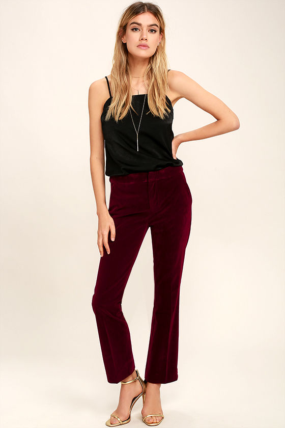 Chic Burgundy Pants - Velvet Pants - Trouser Pants - Dress Pants - $48. ...