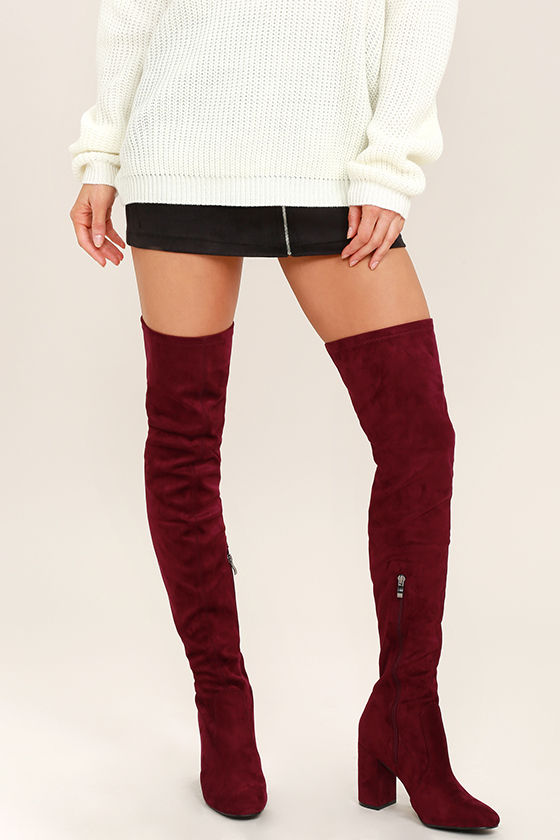 Wine Knee Boots Online Sale, UP TO 69% OFF